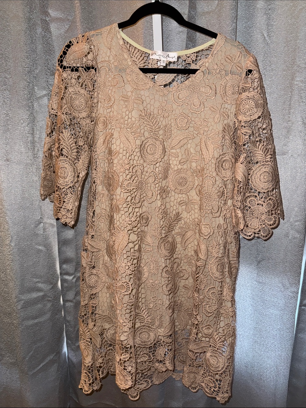 Pretty angel Boho Blush Crochet Lace Midi Dress